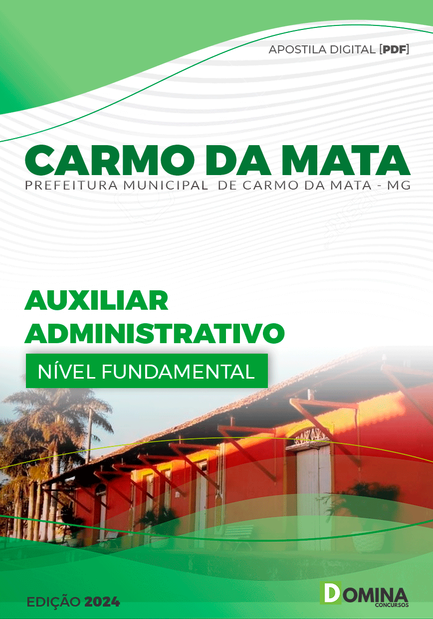 Apostila Prefeitura Carmo Mata MG 2024 Auxiliar Administrativo