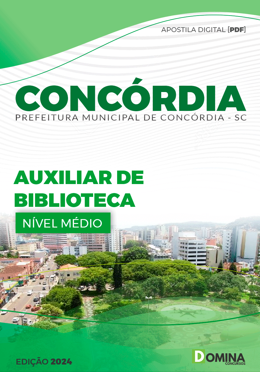 Apostila Prefeitura Concórdia SC 2024 Auxiliar de Biblioteca