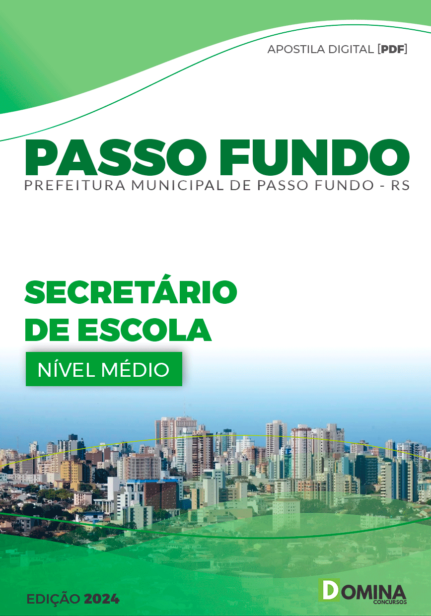 Apostila Pref Passo Fundo RS 2024 Secretário Escola