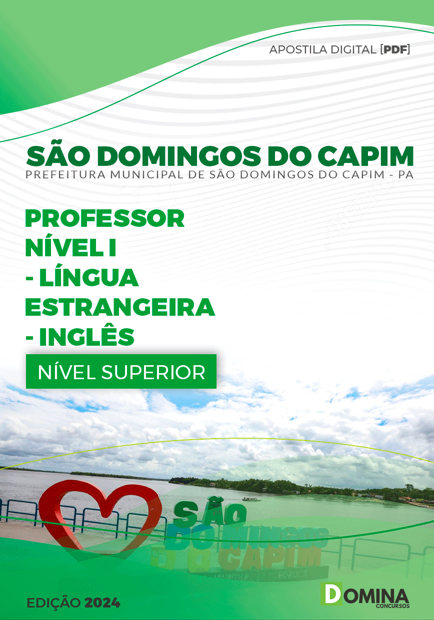Apostila Prefeitura São Domingos Capim PA 2024 Professor Inglês
