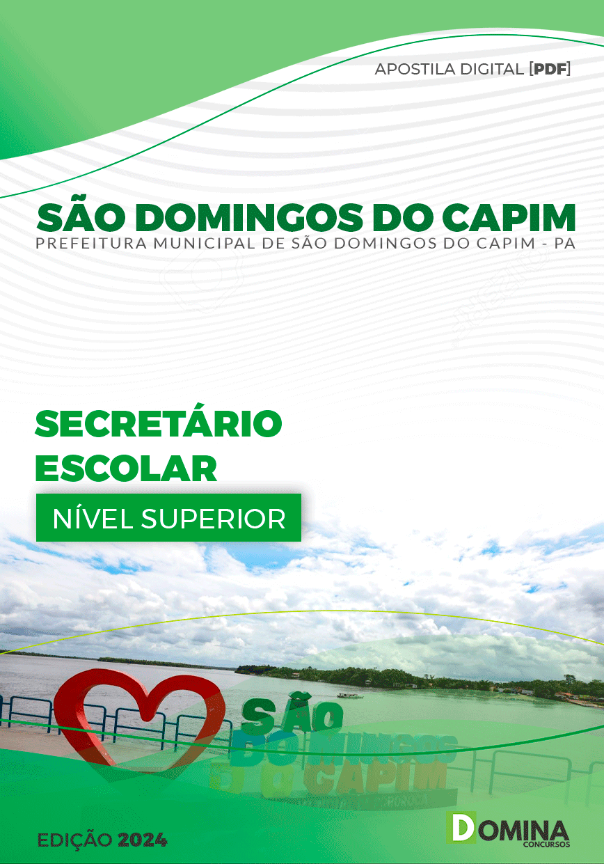 Apostila Pref São Domingos Capim PA 2024 Secretário Escolar