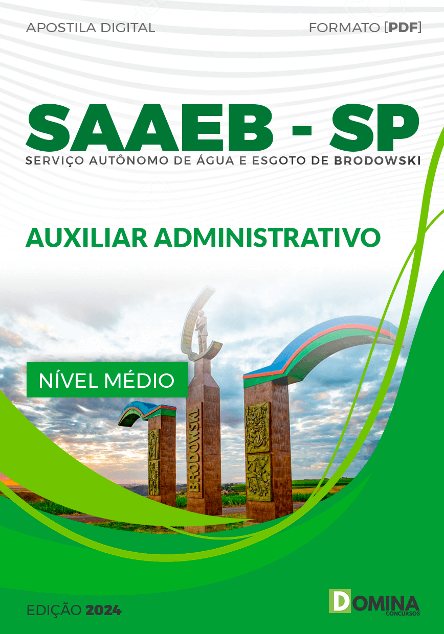 Apostila Auxiliar Administrativo SAAEB Brodowski SP 2024
