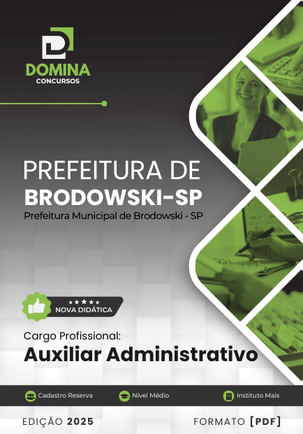 Apostila Auxiliar Administrativo Brodowski SP 2025