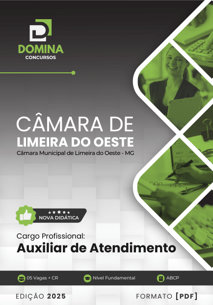Apostila Auxiliar de Atendimento Câmara Limeira Oeste MG 2025