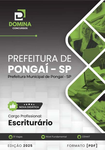 Apostila Escriturário Pongaí SP 2025