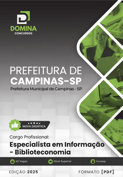 Apostila Especialista em Informação Biblioteconomia Campinas SP 2025