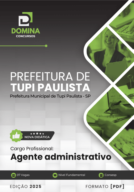 Apostila Agente Administrativo Tupi Paulista SP 2025