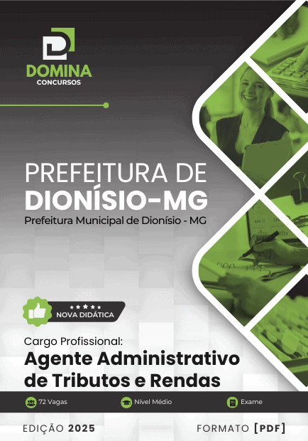 Apostila Agente Administrativo Tributos Rendas Dionísio MG 2025