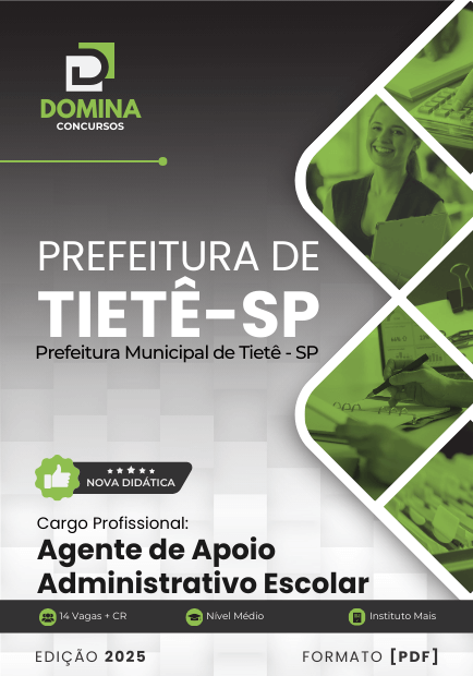 Apostila Agente de Apoio Administrativo Escolar Tietê SP 2025