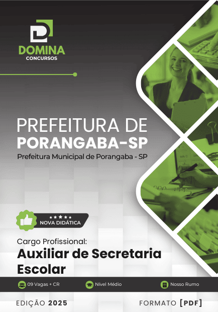 Apostila Auxiliar de Secretaria Escolar Porangaba SP 2025