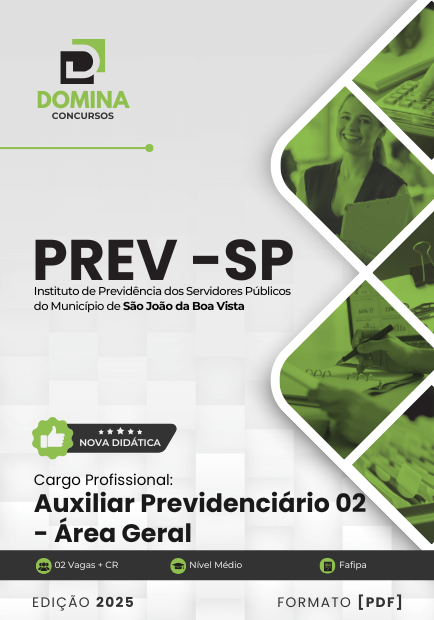 Apostila Auxiliar Previdenciário Área Geral PREV São João Boa Vista SP 2025