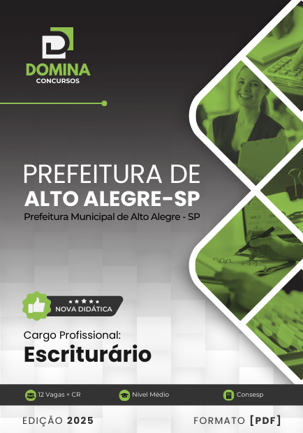 Apostila Escriturário Alto Alegre SP 2025