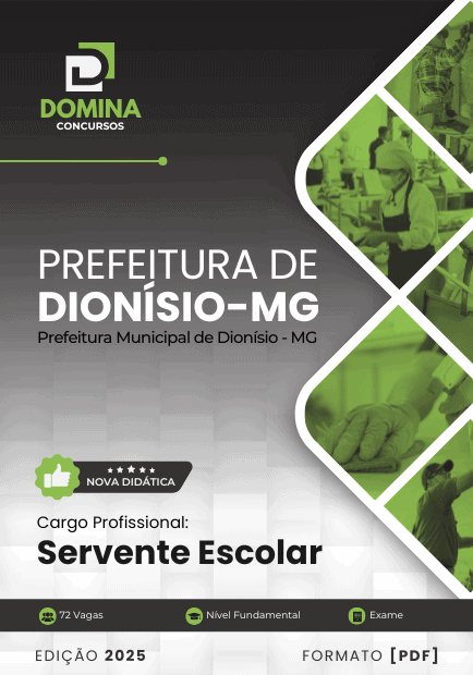 Apostila Servente Escolar Dionísio MG 2025