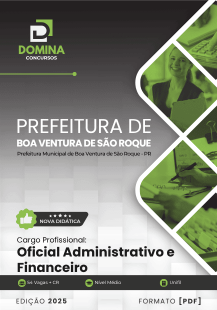 Apostila Oficial Administrativo e Financeiro Boa Ventura de São Roque PR 2025