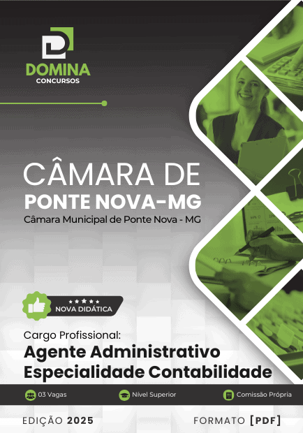 Apostila Agente Administrativo Analista Câmara Ponte Nova MG 2025