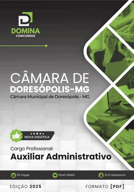 Apostila Auxiliar Administrativo Câmara Doresópolis MG 2025
