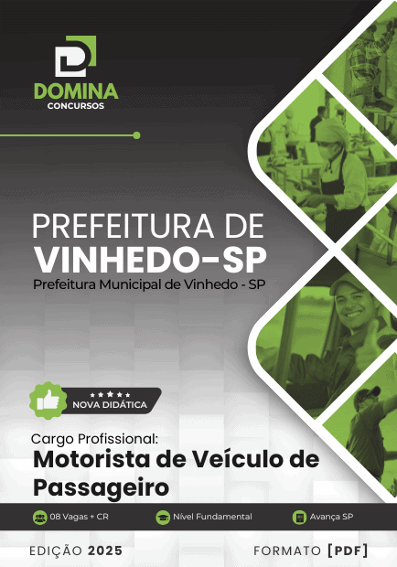 Apostila Motorista de Veículo de Passageiro Vinhedo SP 2025