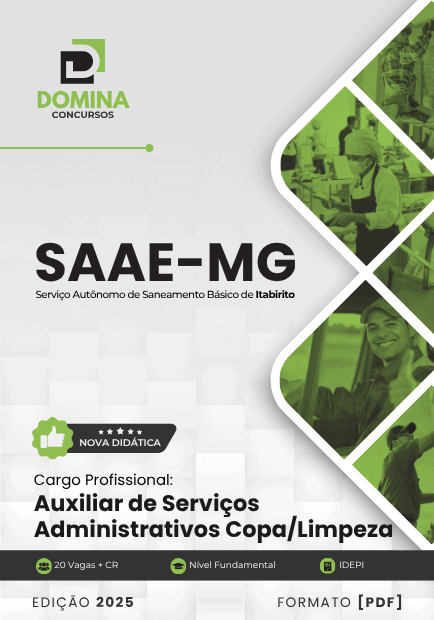 Apostila Auxiliar de Serviços Administrativos Copa Limpeza SAAE Itabirito MG 2025