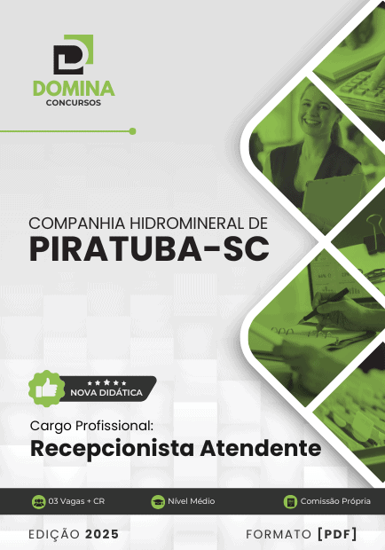 Apostila Recepcionista Atendente Companhia Hidromineral de Piratuba SC 2025