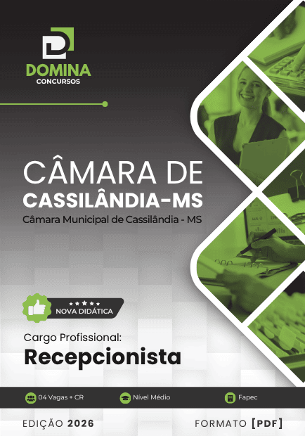 Apostila Recepcionista Câmara Cassilândia MS 2026