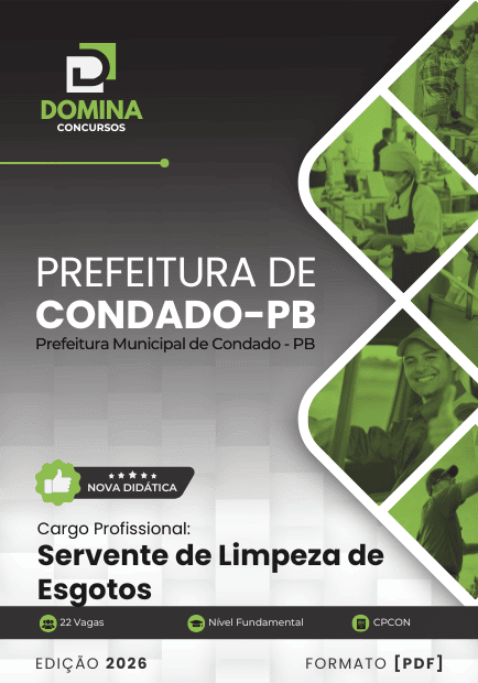 Apostila Servente de Limpeza de Esgotos Condado PB 2026