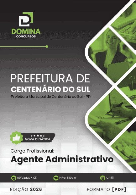 Apostila Agente Administrativo Centenário do Sul PR 2026