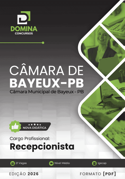 Apostila Recepcionista Câmara de Bayeux PB 2026